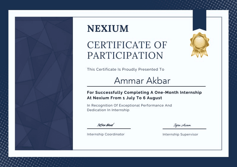 Nexium Certificate
